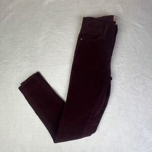 Frame Jeans Womens 25 Dark Red Le High Skinny Corduroy High Rise Ankle Slim